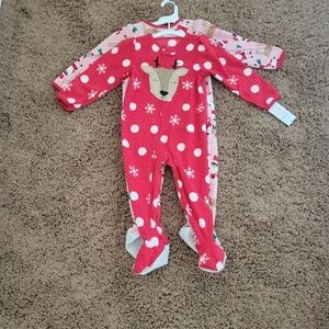 Carter's Red and White Reindeer Footie Pajamas